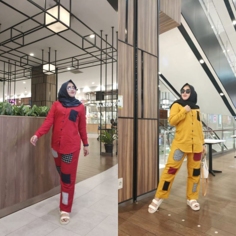 set kemeja dan celana Amara Prod by junov ori