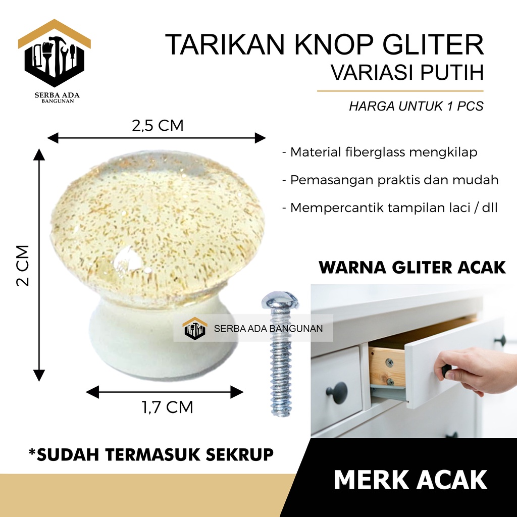 KNOB KNOP TARIKAN PEGANGAN HANDLE LACI PINTU LEMARI PELANGI BINTIK EMAS 2,5 CM