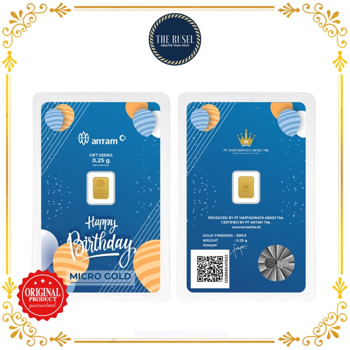Logam Mulia LM Antam x Hartadinata (emaskita)- Bday Balon Blue 0,25 gr