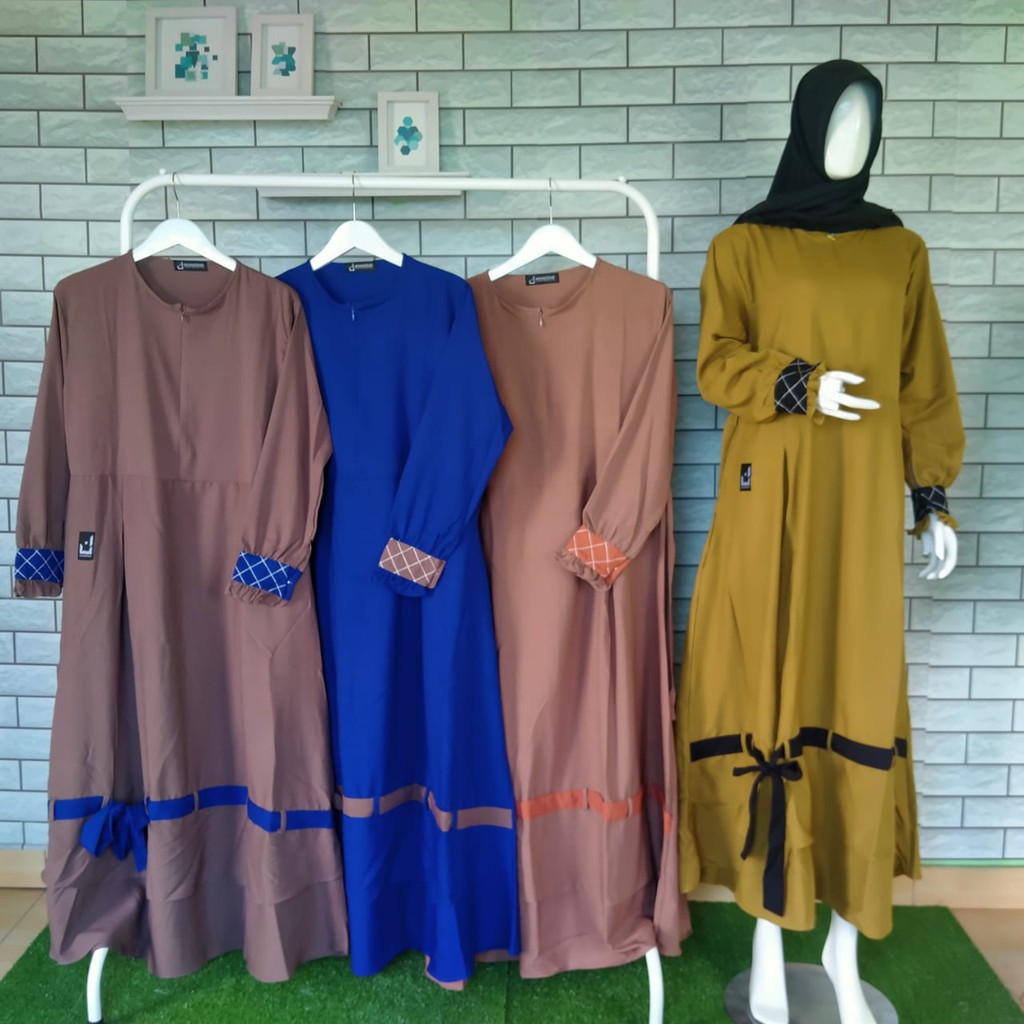 Dress ananda by annasihah berlabel premium dan gamis Aruna baju wanita syari muslimah fashion ootd