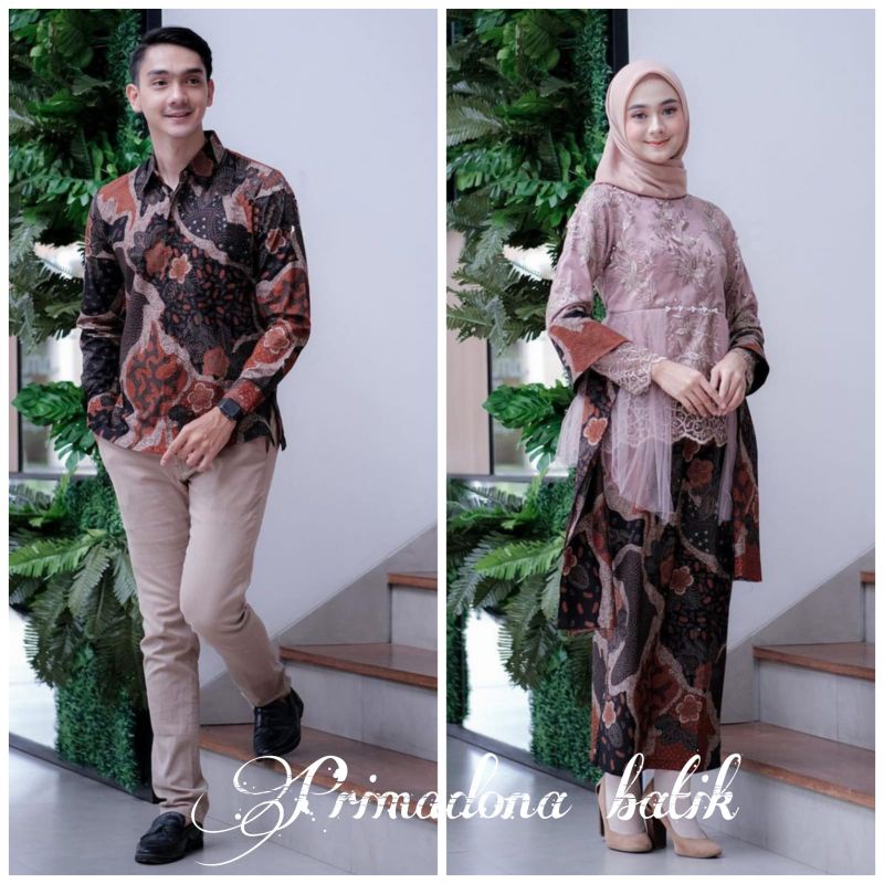 Couple Kebaya Modern Baju Wisuda Tunangan Lamaran Terbaru Baju Batik Brokat Couple-COUPLE ROSE
