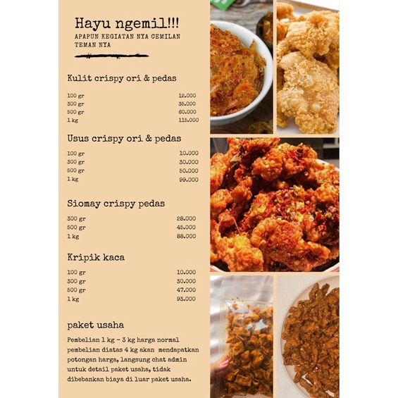 

cemilan kulit / crispy 1 kg / kulit 1 kg / usus 1 kg/ kripca 1 kg