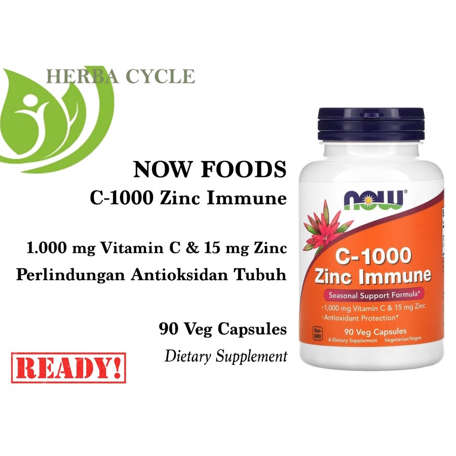 Now Foods C 1000 Zinc Immune 90cap Vit C Zinc Kesehatan Imun ORI USA