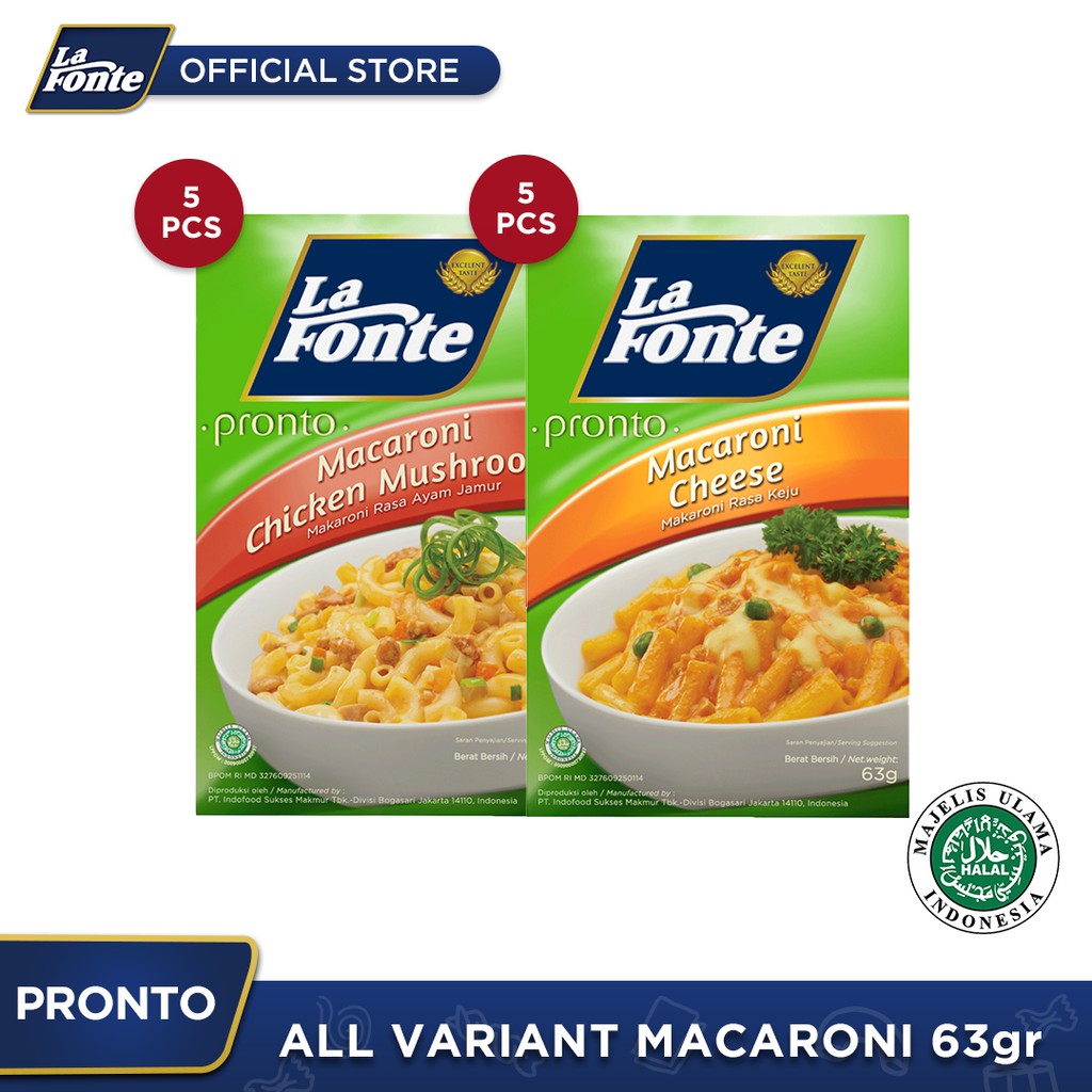 

La Fonte Pronto Macaroni 63gr - Paket 5 Pcs All Varian