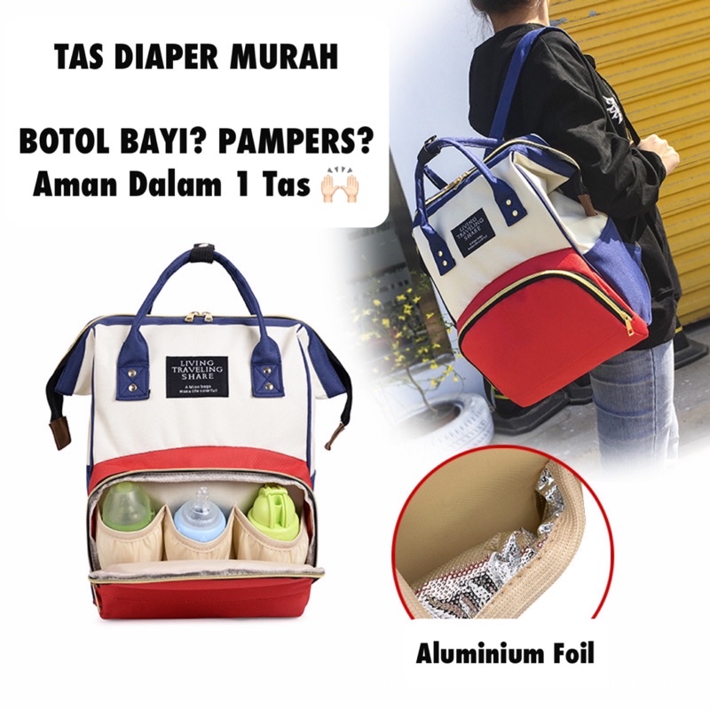 TAS BAYI 6006 - Tas Perlengkapan Bayi LTS POLOS Diaper Bag Tas Popok Travelling Ransel Backpack - H1