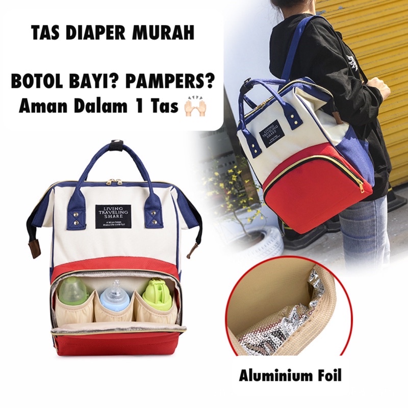 TAS BAYI 6006 - Tas Perlengkapan Bayi LTS POLOS Diaper Bag Tas Popok Travelling Ransel Backpack Anello - H1