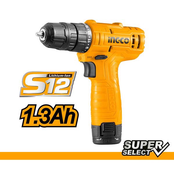 INGCO CDLI12415 - MESIN BOR CORDLESS 12 V ECO (1B&1C) / ECO CORDLESS DRILL SUPER SELECT 12V