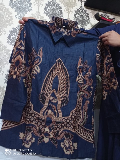 Kemeja Batik Pria Warna Biru Navy Ijo Hijau Modern Lengan Panjang Casual Modis Trendy Masa Kini