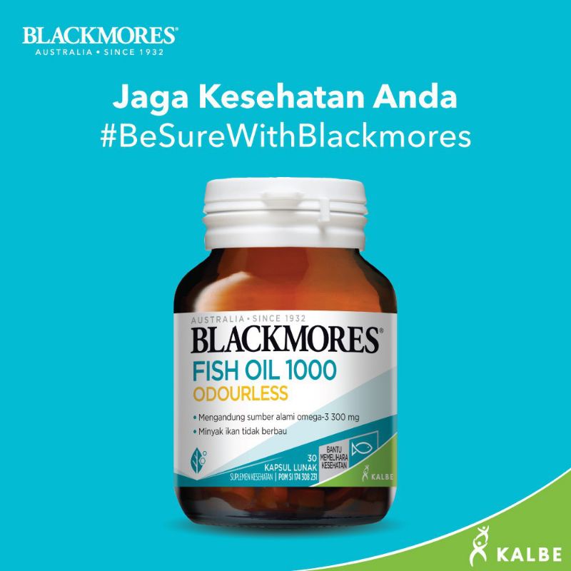 Blackmores Minyak Ikan Odourless Fishoil 1000mg isi 30 / 90 / 200 Tab - KALBE