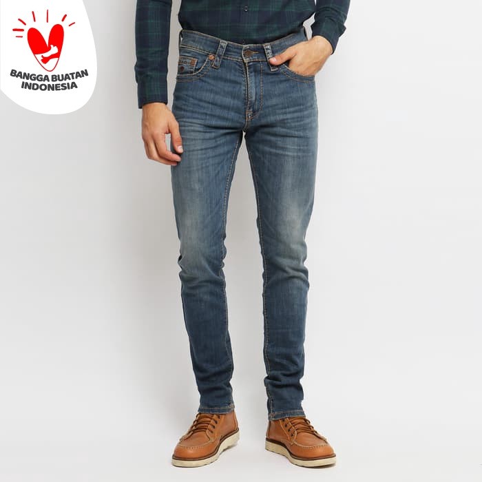 Celana Cargo Joger ENERGIE Jeans Pria Original - Darwin Jeans Slim Fit - Biru, 29 31QQO