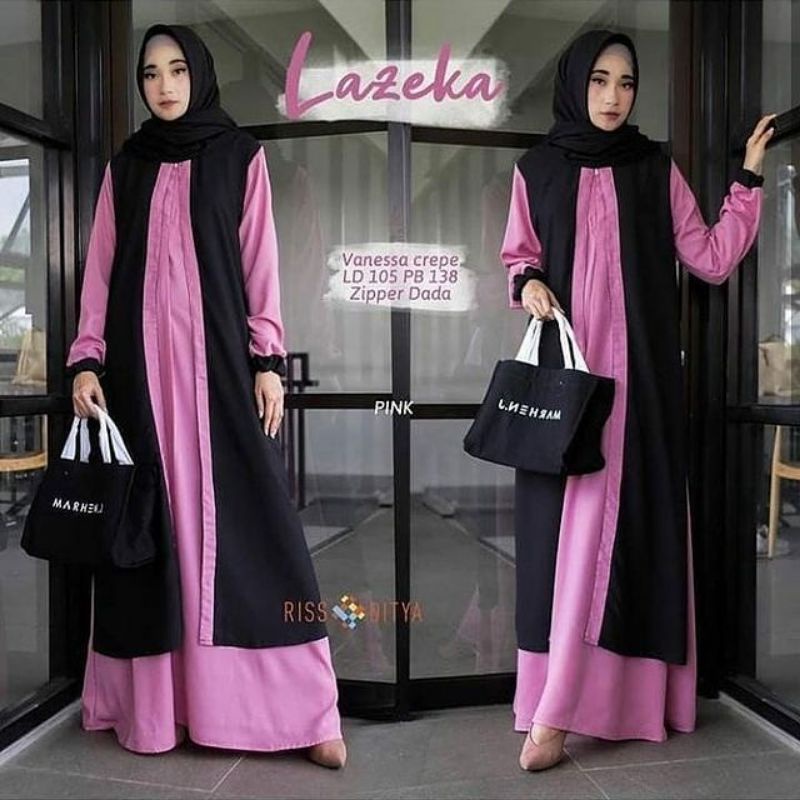 Dress Mosscrepe. Maxy Dress wanita. Lazeka Maxy