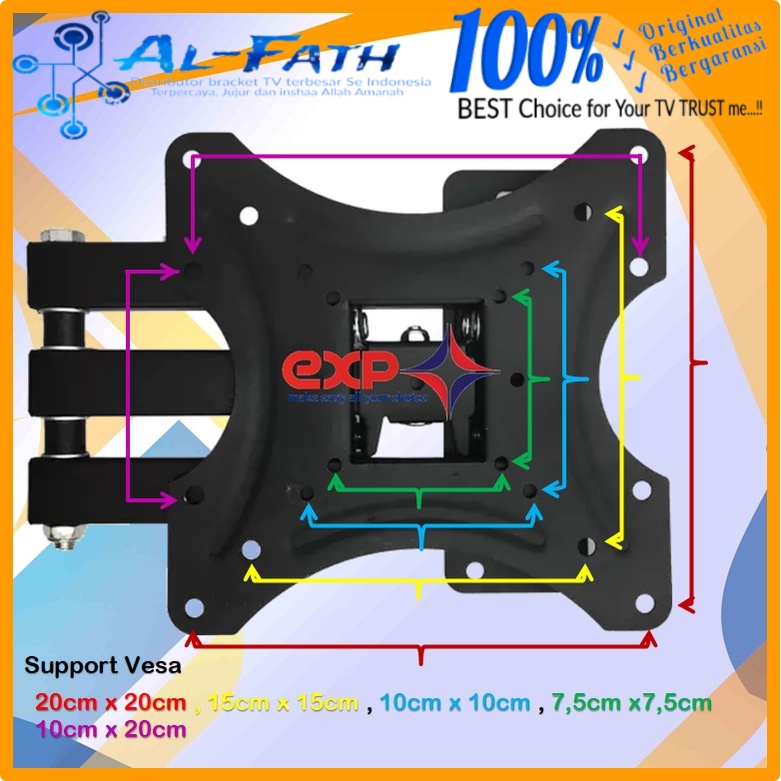 Bracket TV XIAOMI 14 s/d 43 inch 6 ARAH FULL BESI SUPER KOKOH GARANSI 100% ORI