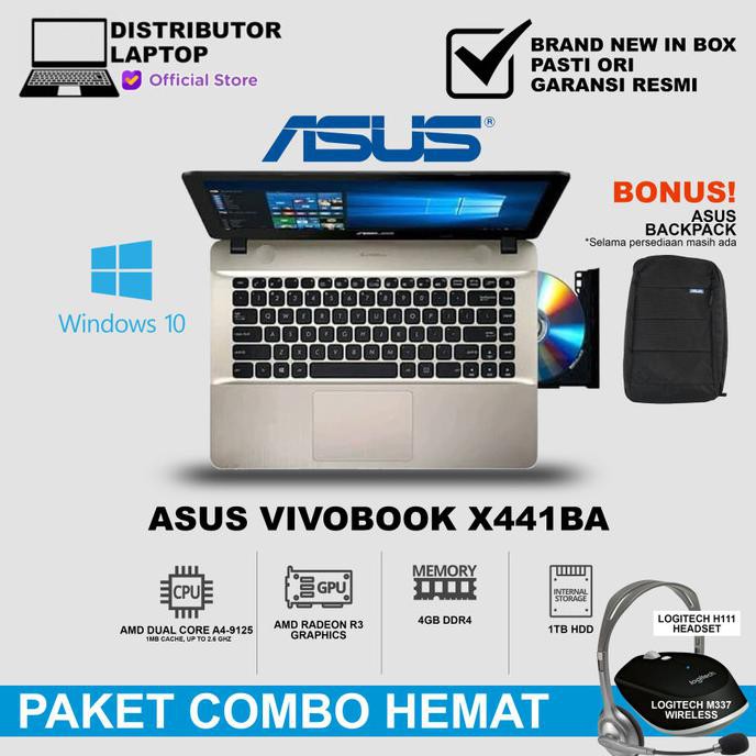 Laptop Asus Vivobook X441ba Amd A4 9125 4gb 1tb Uma Windows 10 Non Bonus Blue Original Shopee Indonesia