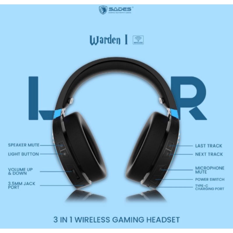 headset gaming sades warden l with bluetooth 5,0 SA-201