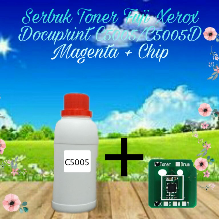 Serbuk Toner Refill Toner Color Xerox DocuPrint DP C5005 C5005D C-5005 5005D Magenta 1x Isi + Chip