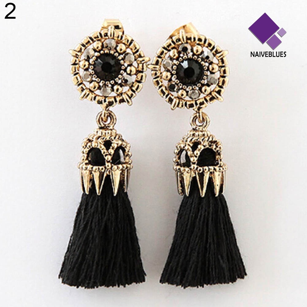 Anting Juntai Panjang Model Hollow Rumbai Gaya Vintage Untuk Wanita