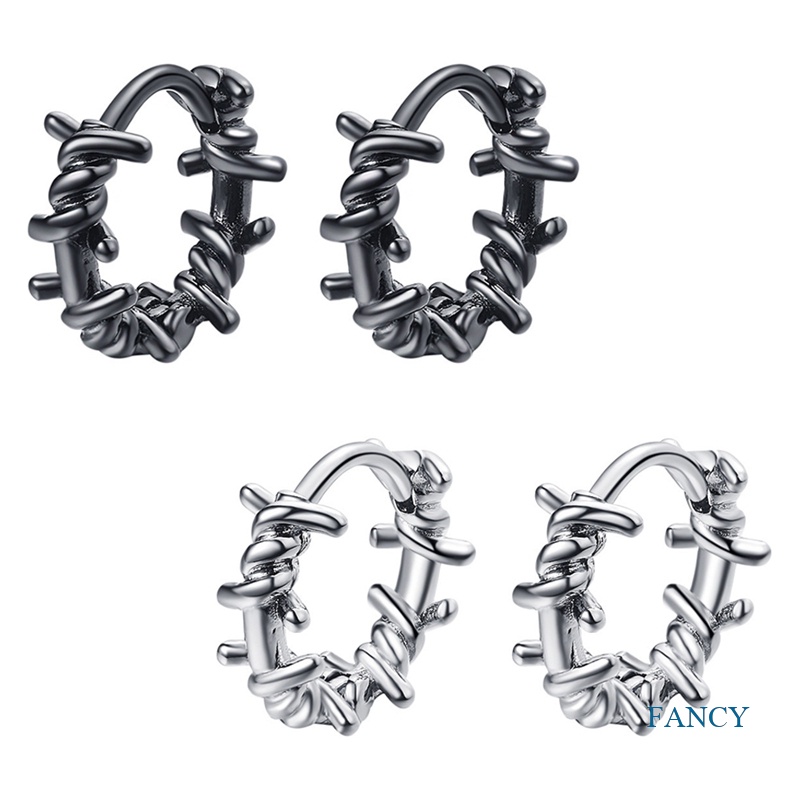 Anting Bulat Bahan Sterling Silver 925 Warna Hitam Untuk Wanita