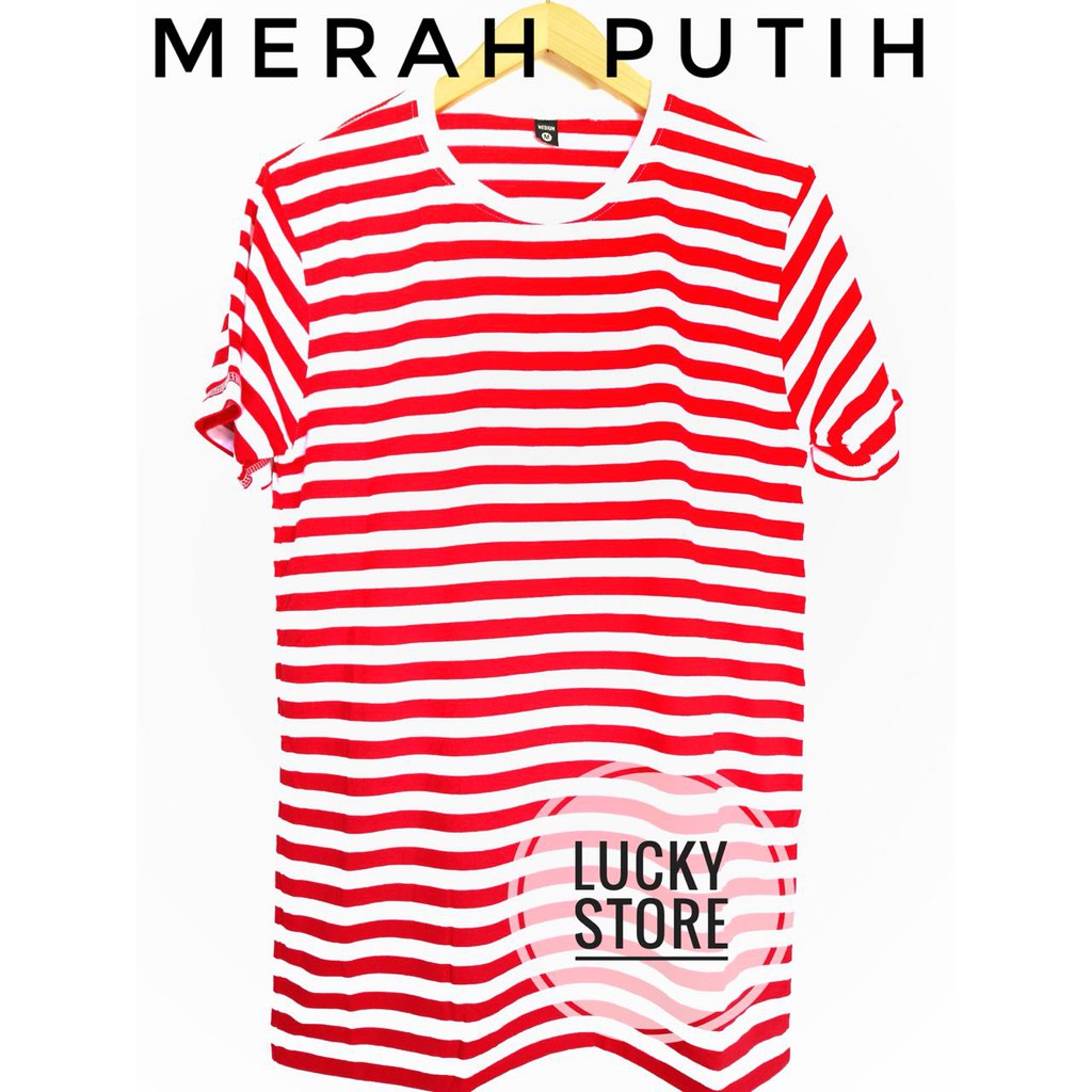  Kaos  Stripe Merah Putih Stripe Red White Kaos  Stripe 