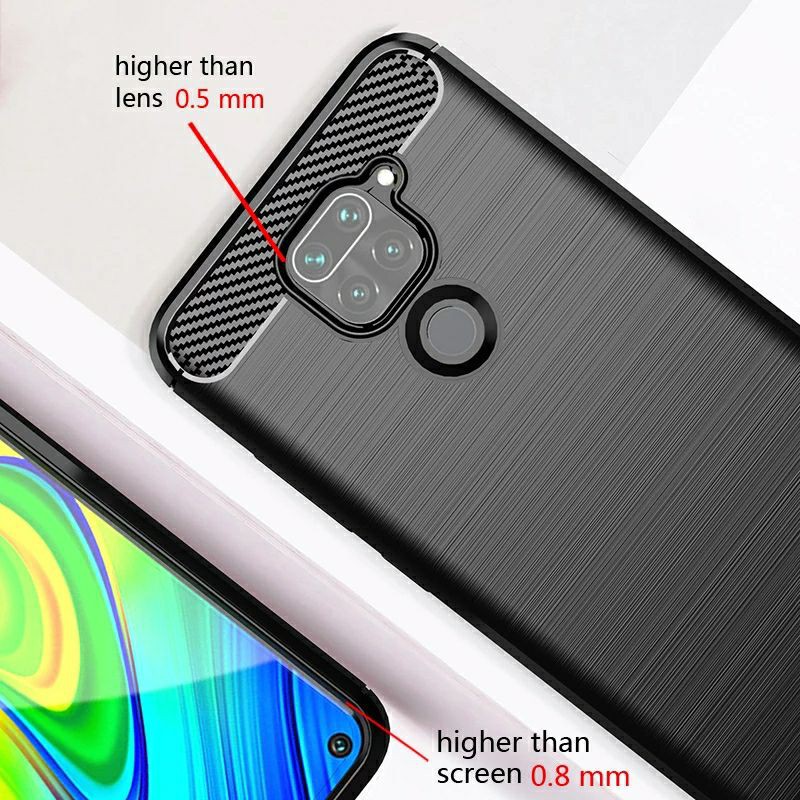 COD-3IN1 Soft Case Karbon Shock Proof Casing Redmi Note 9 Tempered Glass Full Layar Kamera Premium