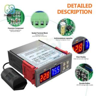Thermostat Hygrostat Digital Humidity Controller AC 220V Pengatur Suhu Dan Kelembaban STC-3028