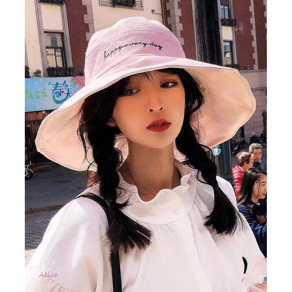 Topi Bucket Fisherman 2 Sisi Gaya Korea Casual untuk Wanita