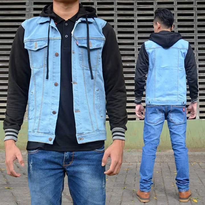 Jaket Jeans Lepis Boy Pria Bioblitz hoodie Hitam