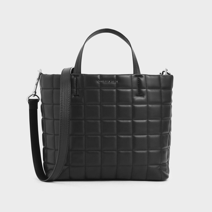 TAS BRANDED ORIGINAL 100% CK C&K CnK Chrls&Keith Two Tone Quilted Short Strap Tote Bag CEWEK WANITA