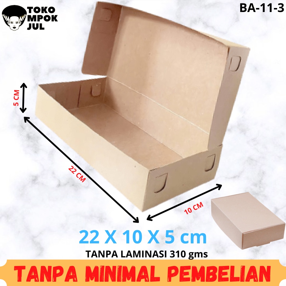 

TANPA MINIMUM - Kardus Box Kotak Dus Brownies Martabak Roti Kue Bolu 22x10x5 cm 310 gms