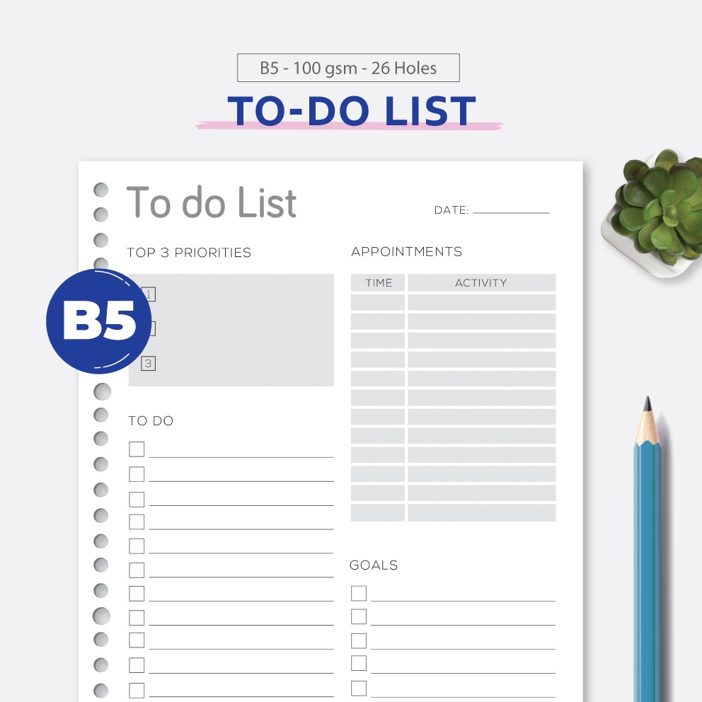 

Bukuqu Loose leaf B5 - L106 Daily To do list