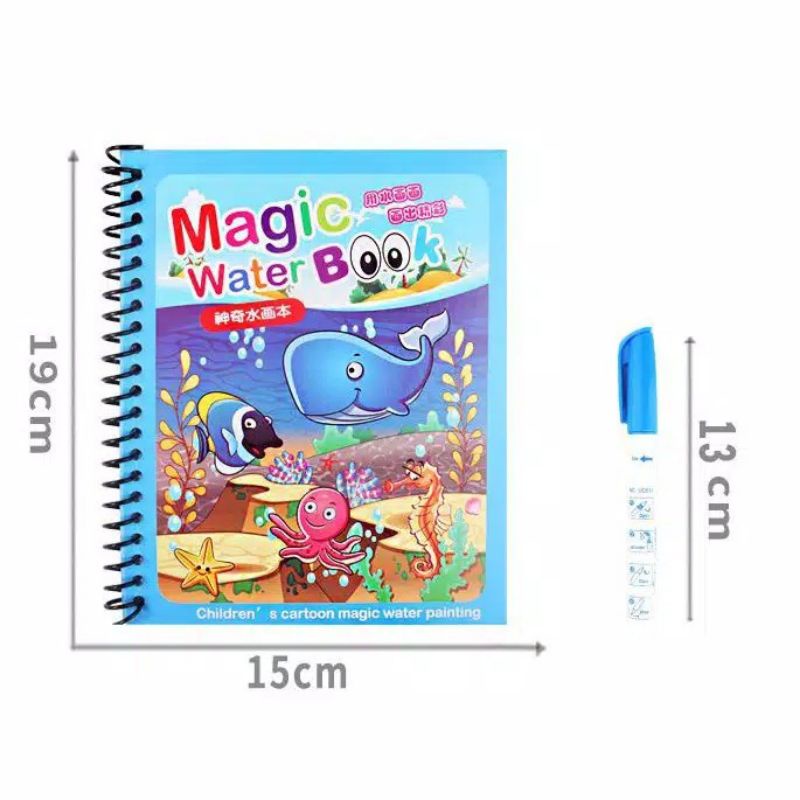 Magic Water Book | Magic Water Pen | Buku Gambar Mewarnai | Buku Warna | Mainan Edukasi Anak MAGIC WATER BOOK / WATER DRAWING / BUKU MEWARNAI ANAK / PENA AIR