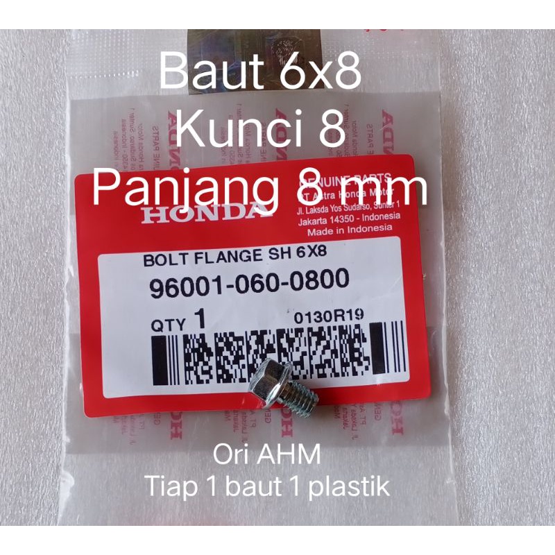 Baut Blok Mesin 6x8 Kunci 8 Panjang 8mm Motor Honda Ori AHM