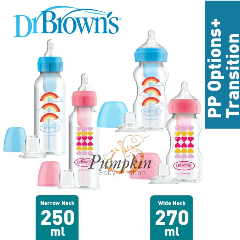 Dr Browns Transition Bottle With Sippy Wide Neck - Narrow Neck 250ml &amp; 270ml