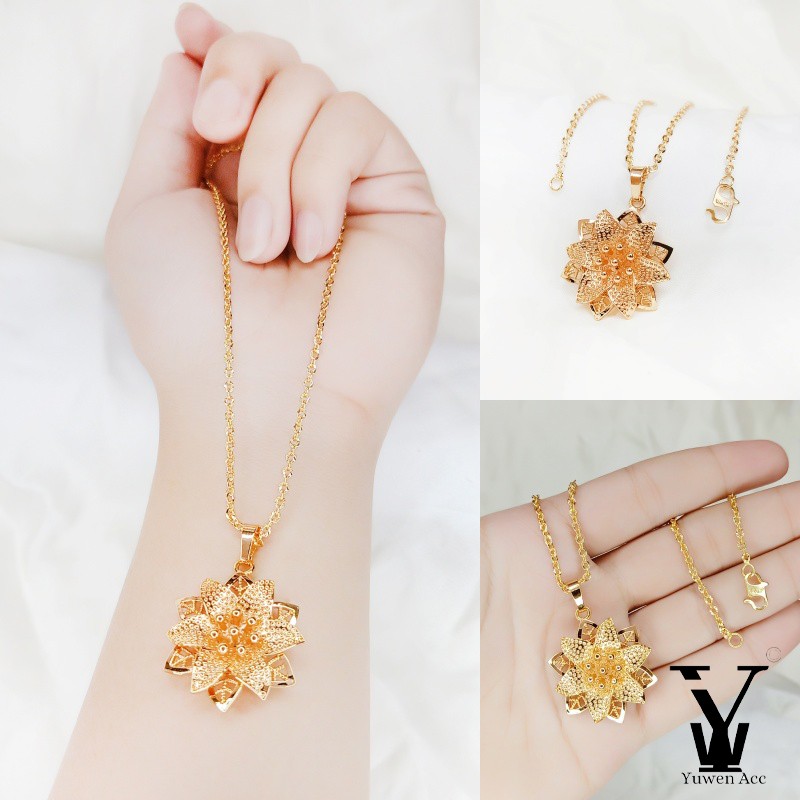 Kalung Xuping Dewasa Mewah Nuri Free Liontin Bunga Mawar Mewah 24K