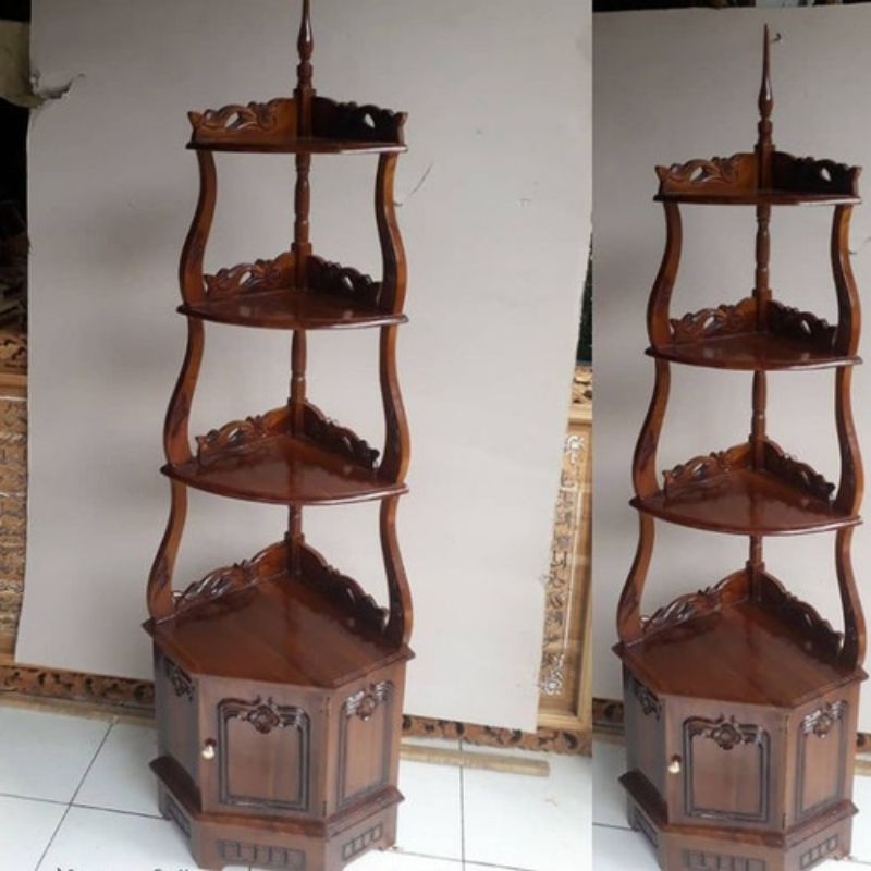 Rak hias rak pajangan ukir kayu jati