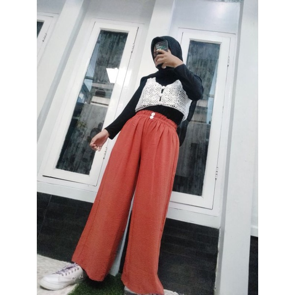 KULOT CRINKLE HIGHWAIST VARIASI KANCING DUA COMFY KULOT