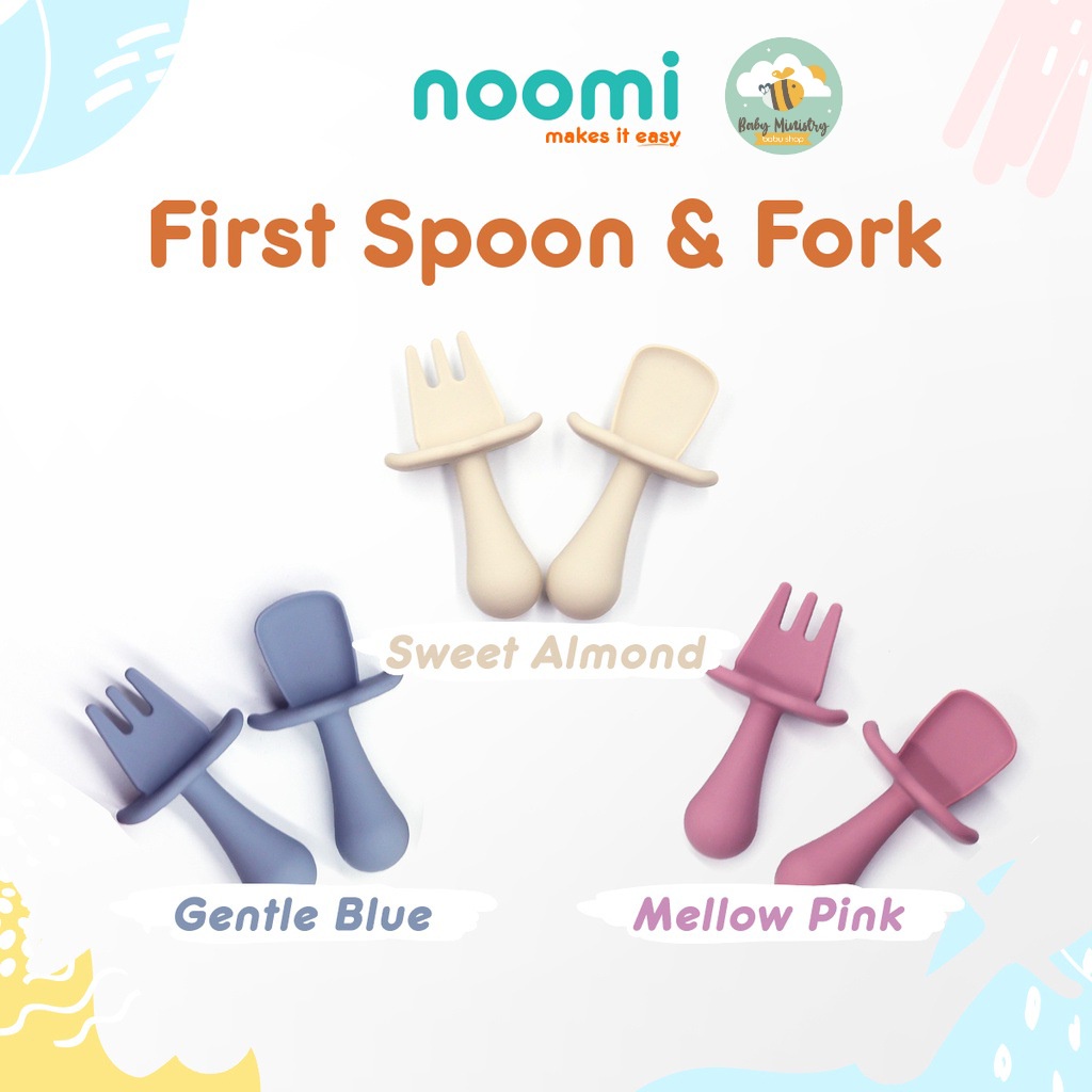 NOOMI FIRST SPOON AND FORK (SENDOK GARPU BAYI) / PERLENGKAPAN MAKAN BAYI SENDOK GARPU