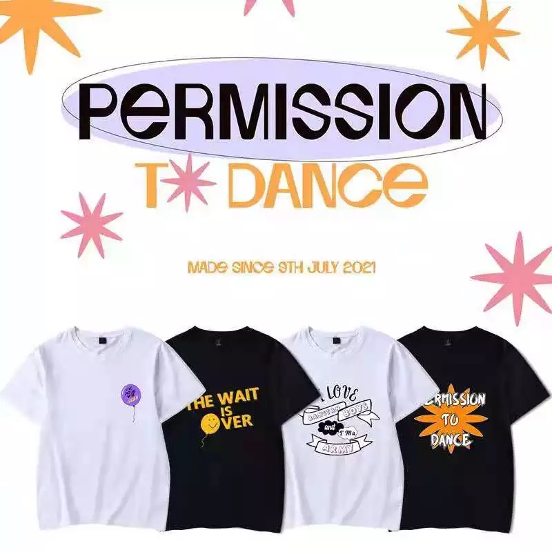 Kaos Bts Permission To Dance Konser LA Jimin Jungkook Taehyung T-shirt BTS Permission To Dance On Stage Atasan BTS KPop Full Member