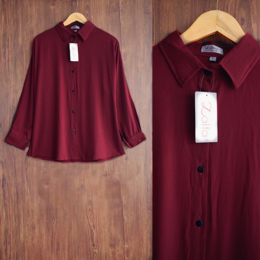 BASIC rayon kemeja by ZALFA OUTFIT-Maroon