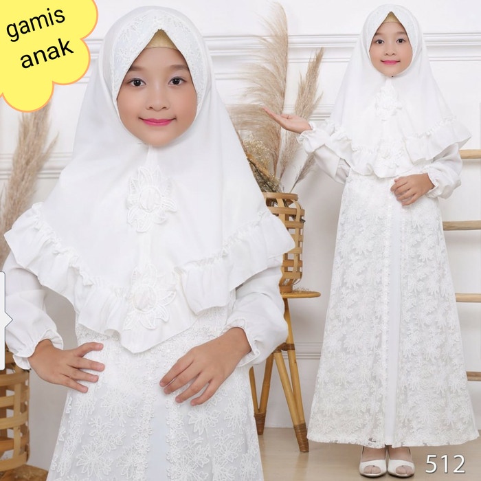 PREMIUM BAJU GAMIS PUTIH CANTIK TERBARU UNTUK REMAJA DAN ANAK MIX BROKAT