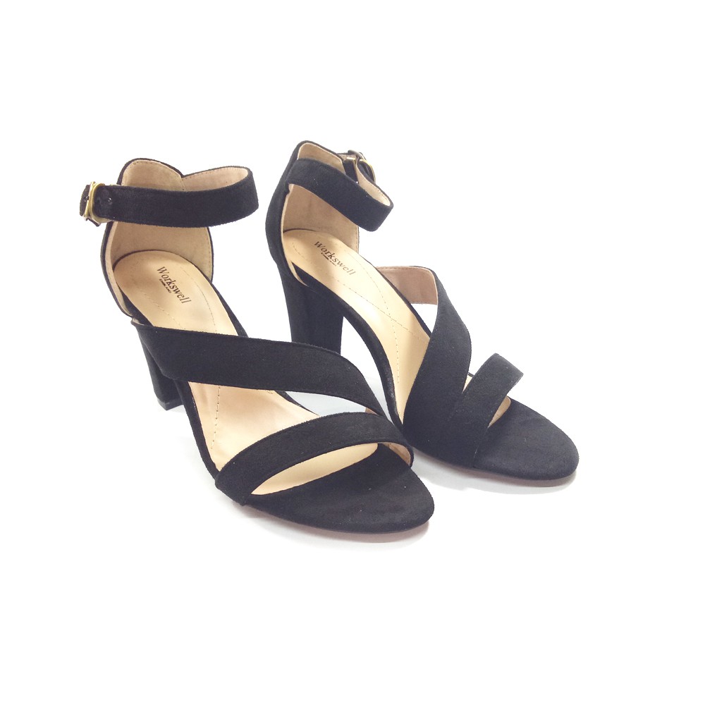 Workswell Sandal Wanita High Heels 8cm  584 Suede Hitam II