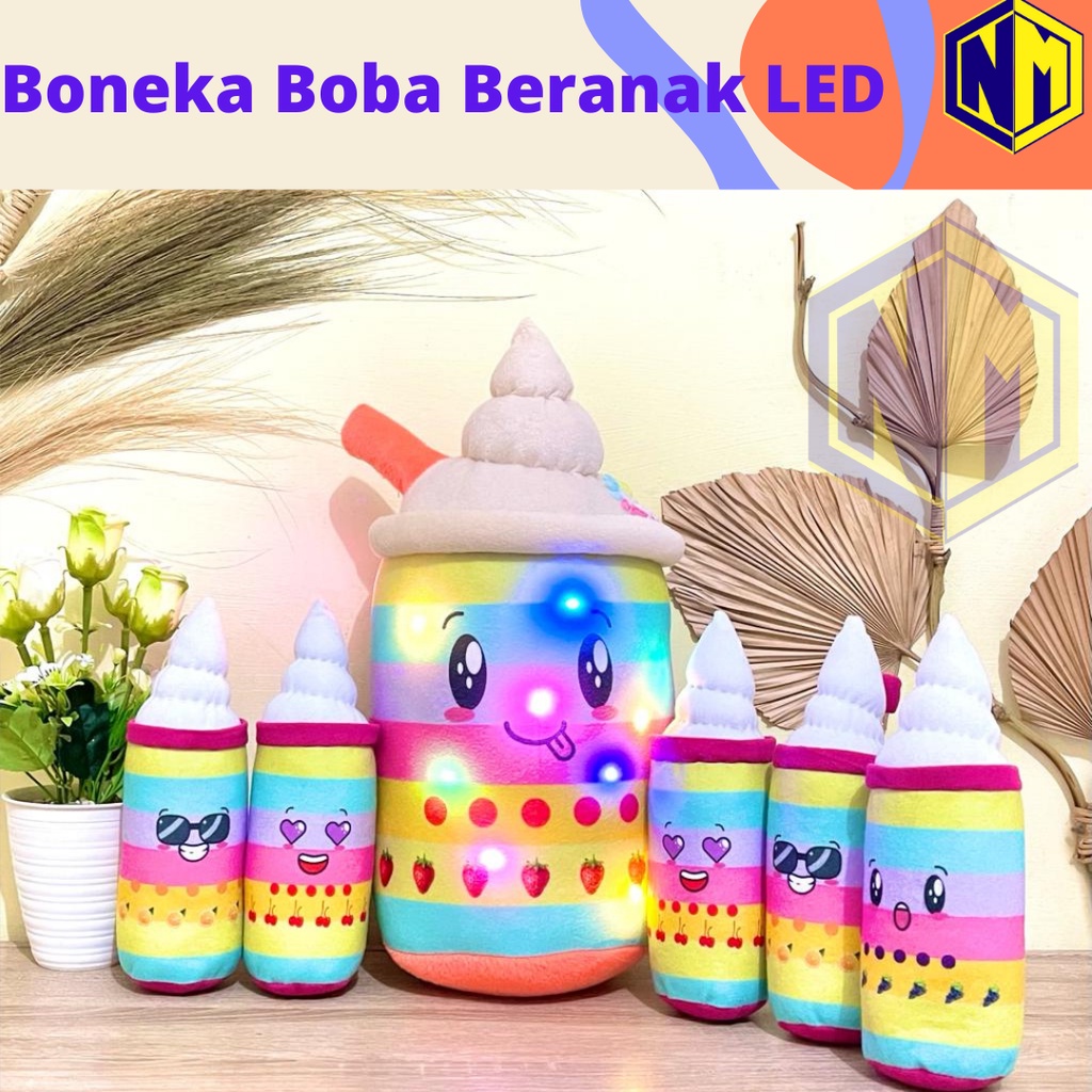 Boneka Boba Milk tea Beranak Ice Cream LED murmer banget