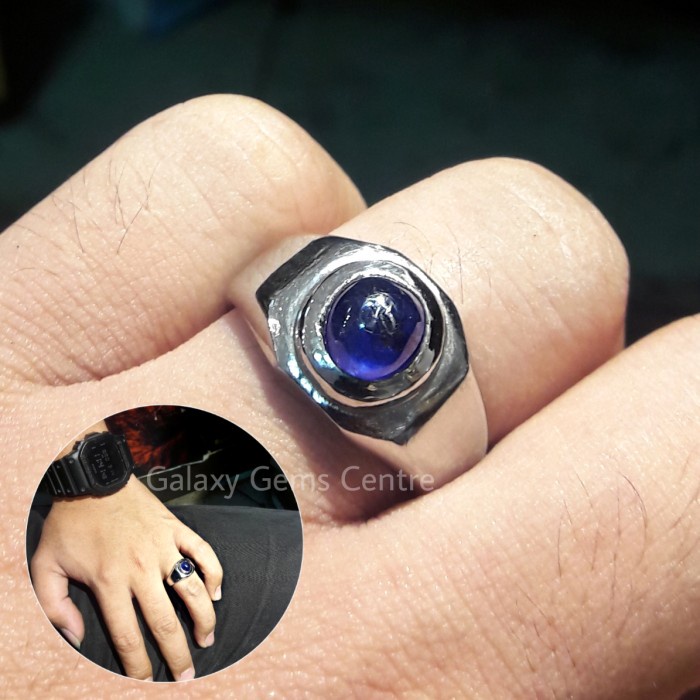 Cincin Batu Natural Blue Safir Srilanka Good Luster