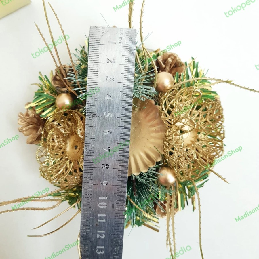 Tempat Lilin Doa Adven Pinus Krans Candle Wreath Murah Hiasan Natal - AB 7070