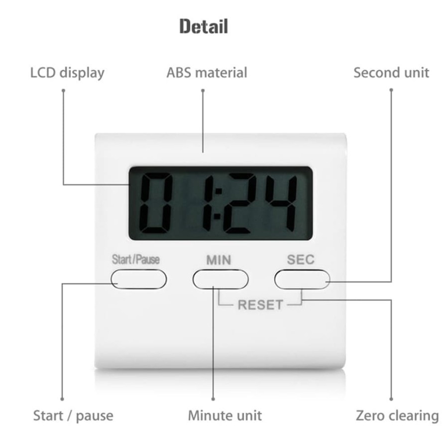 Taffware Timer Masak Dapur Countdown Digital Alarm Clock Type T10