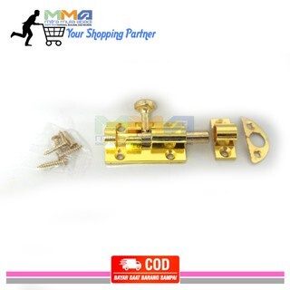 Slot Pintu Kuning/ Barrel Bolt- Jendela Plat Tebal Grendel 2&quot; Inci