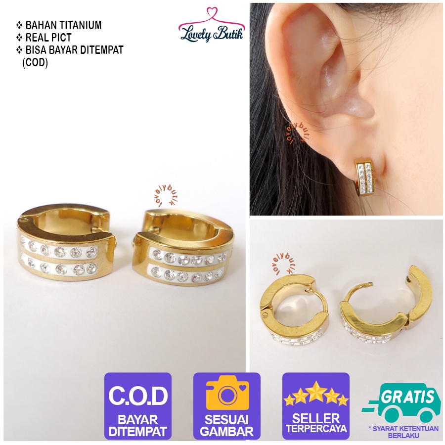 Lovelybutik Anting Wanita Titanium  Anti Karat Anting Clip Jepit Aksesoris Perhiasan Fashion Asli Titianium S4nti