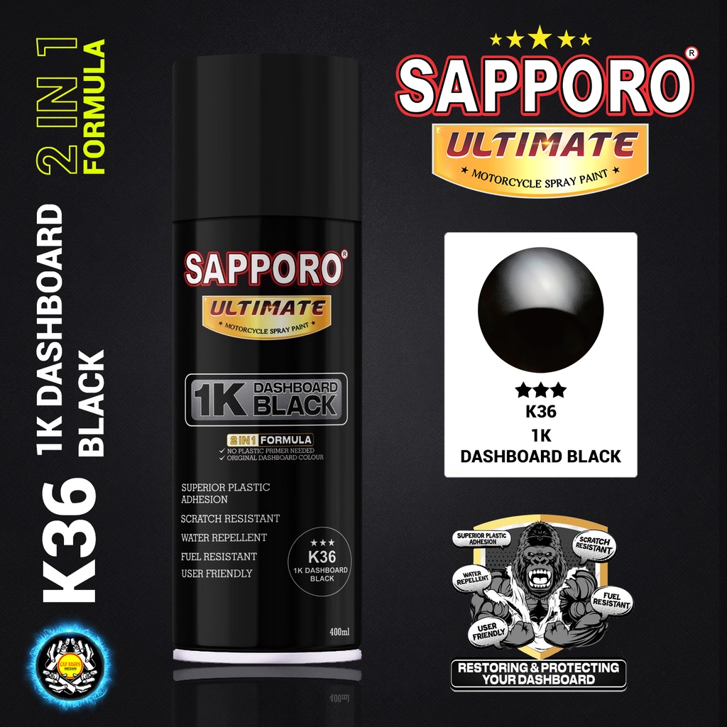 SAPPORO ULTIMATE K36 1K DASHBOARD BLACK WARNA HITAM DASBOR ASLI ORIGINAL PABRIK CAT SEMPROT 400 ML P