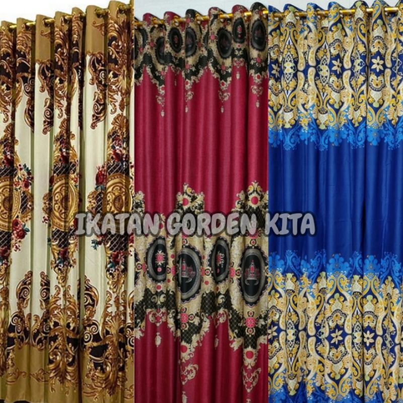 GORDEN MOTIF MINIMALIS BATIK SULTAN PINTU JENDELA 135x220 MODEL RING 12 LUBANG KORDEN TIRAI BATIK TE