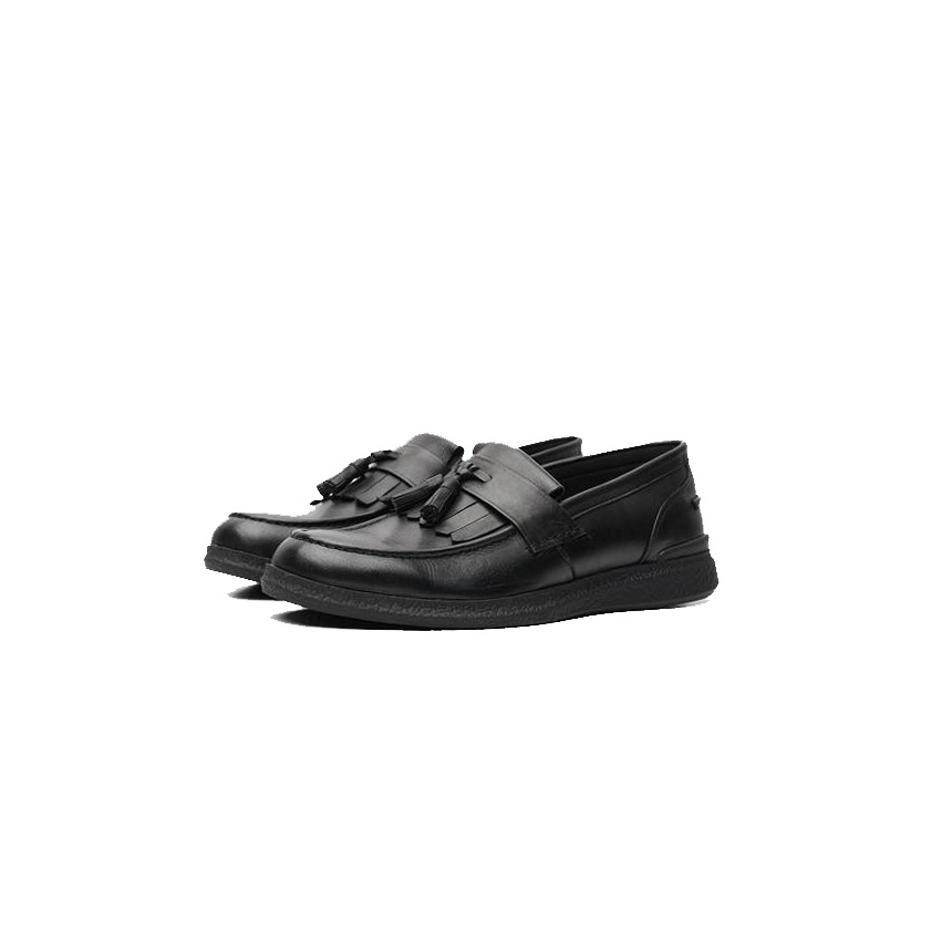 Portee Goods Sepatu Kulit Pantofel Pria Loafers Tasseled Life Hitam