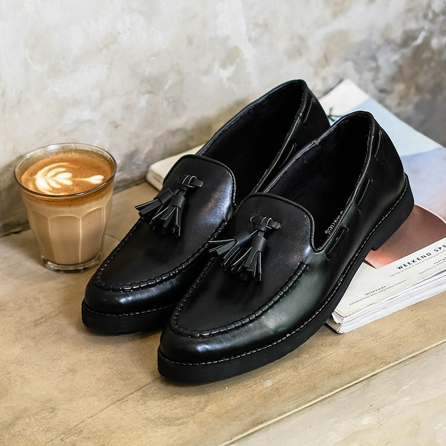 PORTO BLACK Sepatu loafer pria
